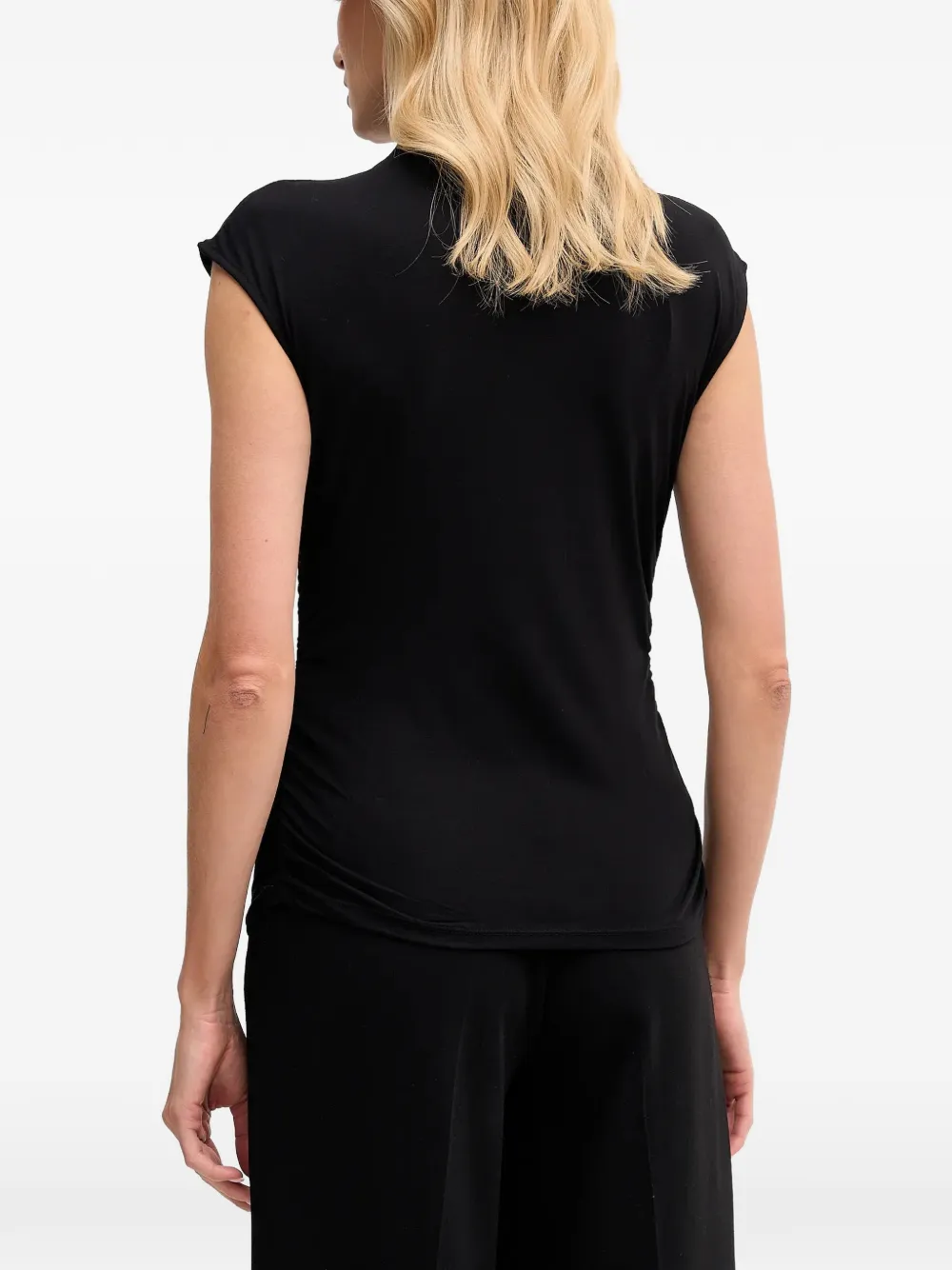 DKNY Top met ruches en opstaande hals Zwart