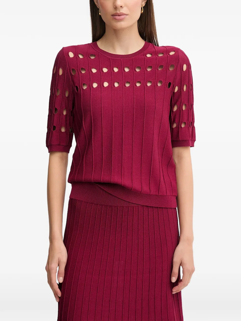 DKNY Maglione a coste con dettaglio cut-out - Rosso