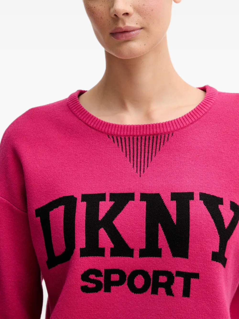 DKNY Trui met gestreept logo Roze
