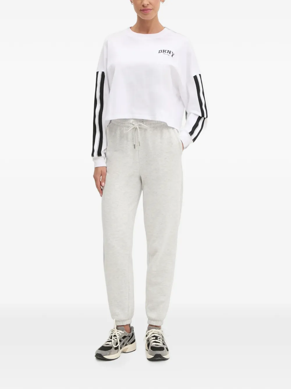 DKNY T-shirt met gestreept detail Wit