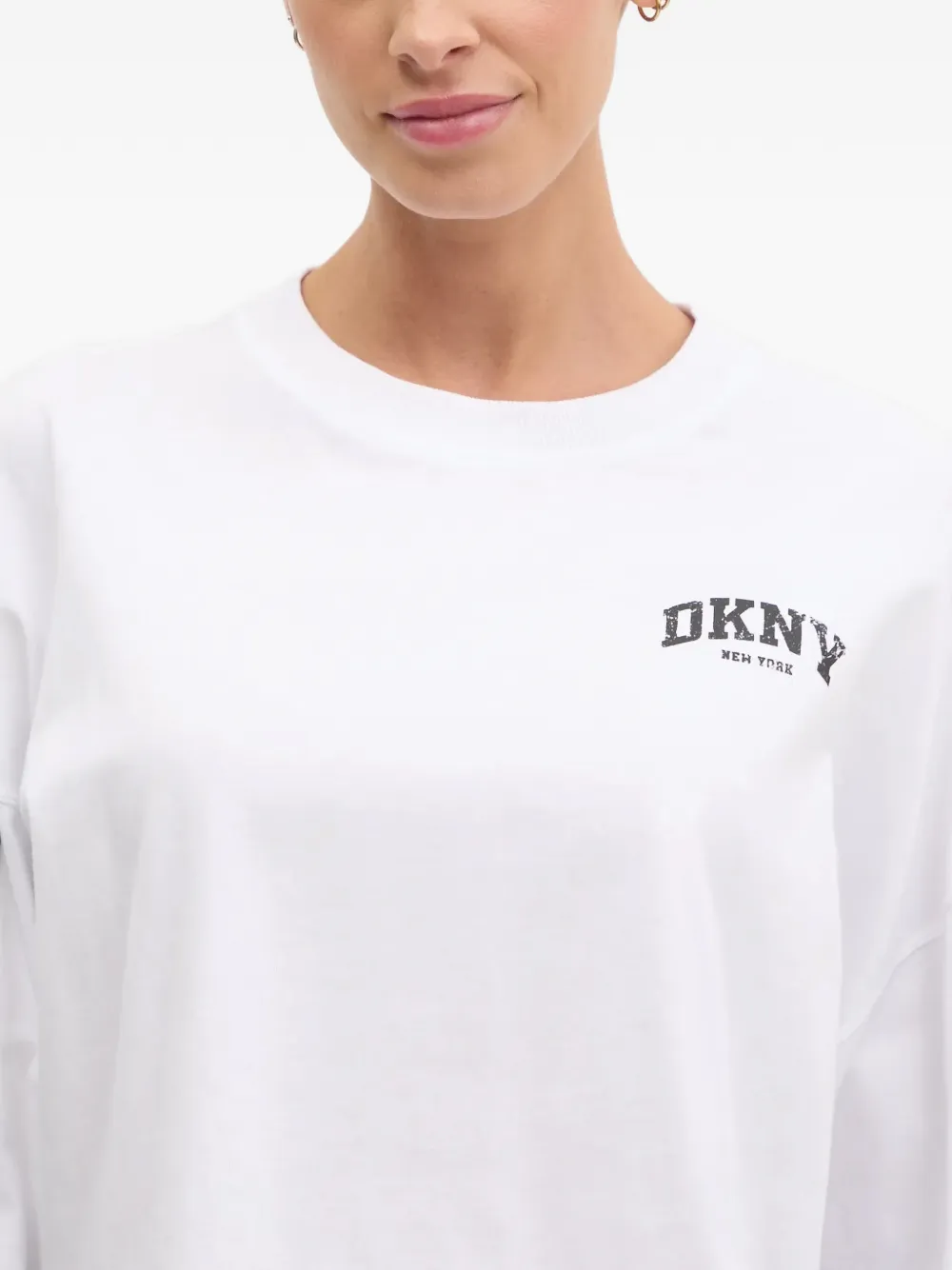 DKNY T-shirt met gestreept detail Wit