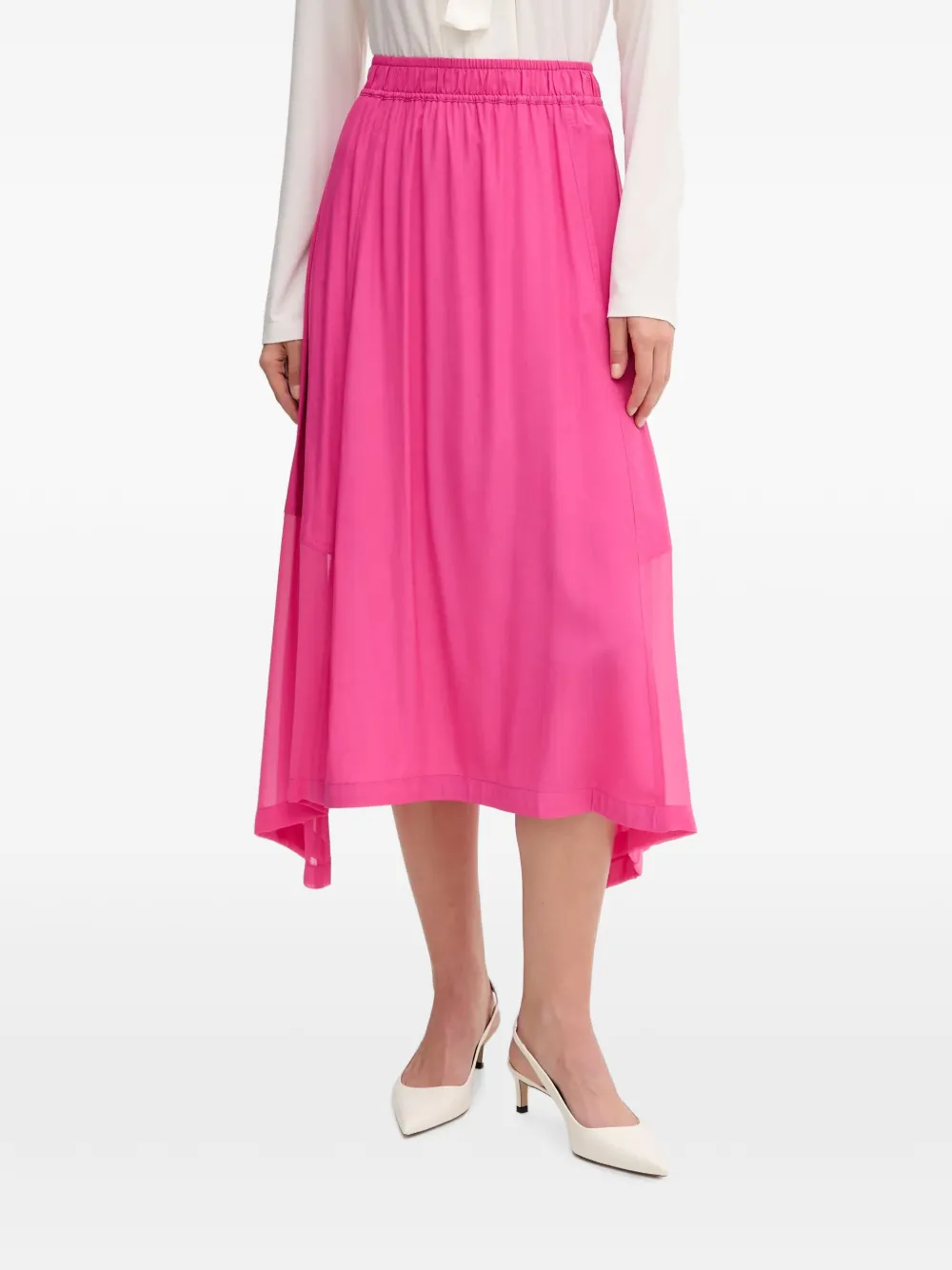 DKNY asymmetric elasticated-waist midi skirt