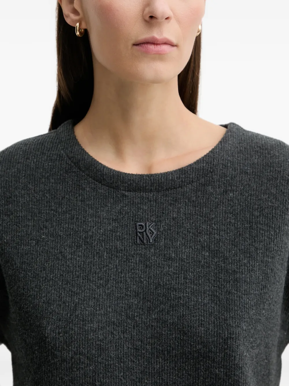 DKNY textured cropped T-shirt Grijs