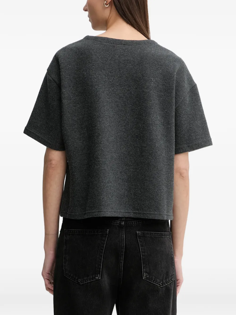 DKNY textured cropped T-shirt Grijs