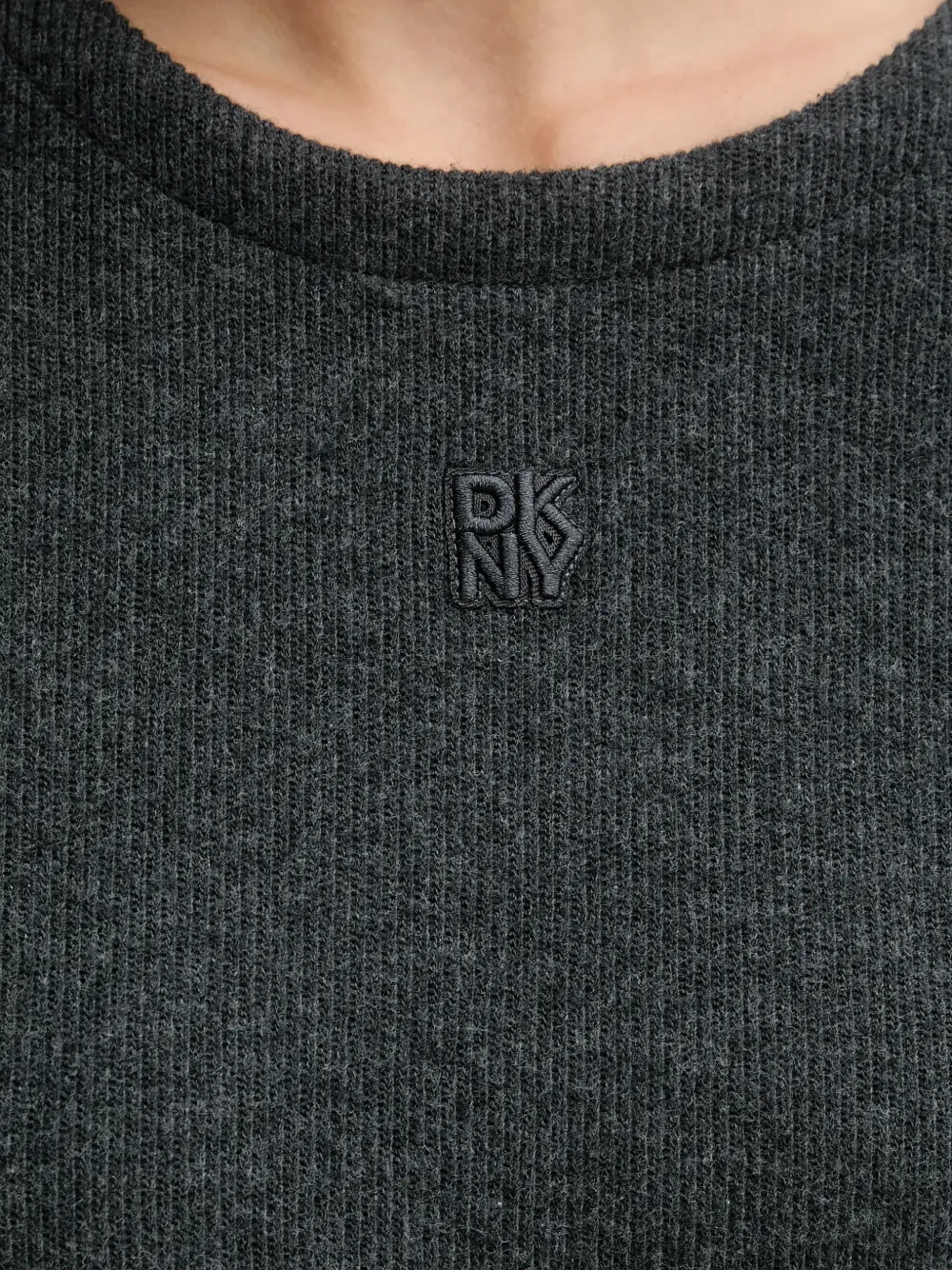 DKNY textured cropped T-shirt Grijs