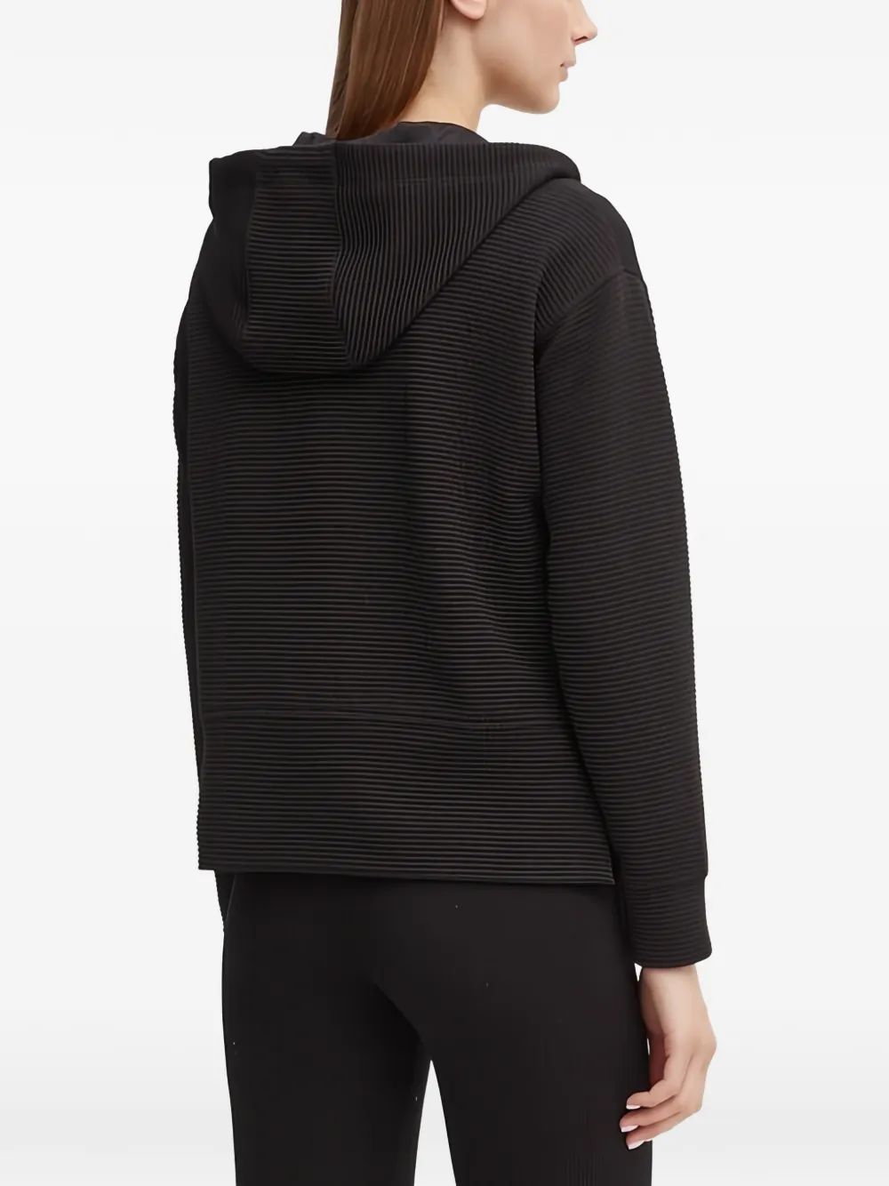 DKNY Geribbelde hoodie met rits Zwart