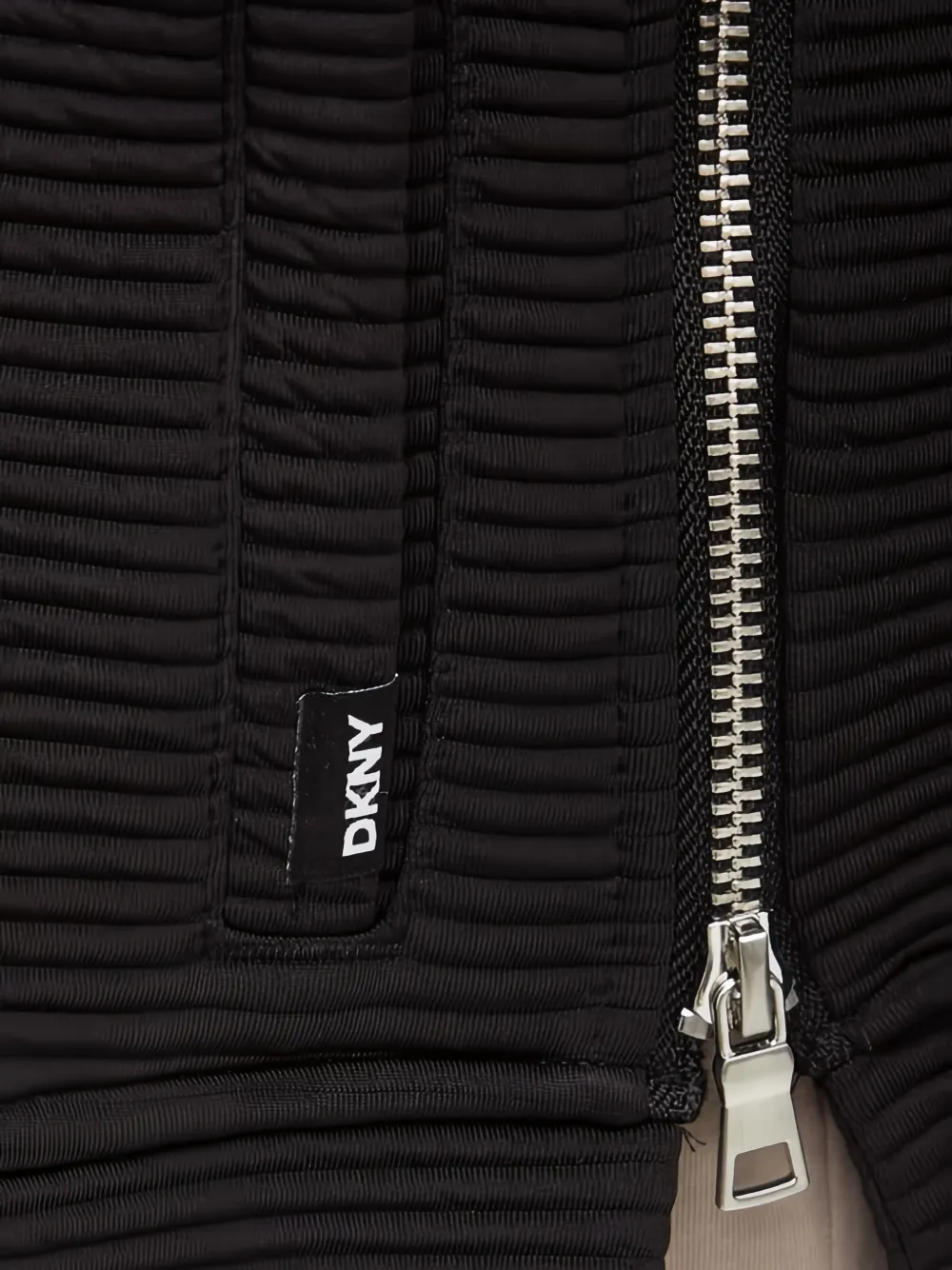 DKNY Geribbelde hoodie met rits Zwart