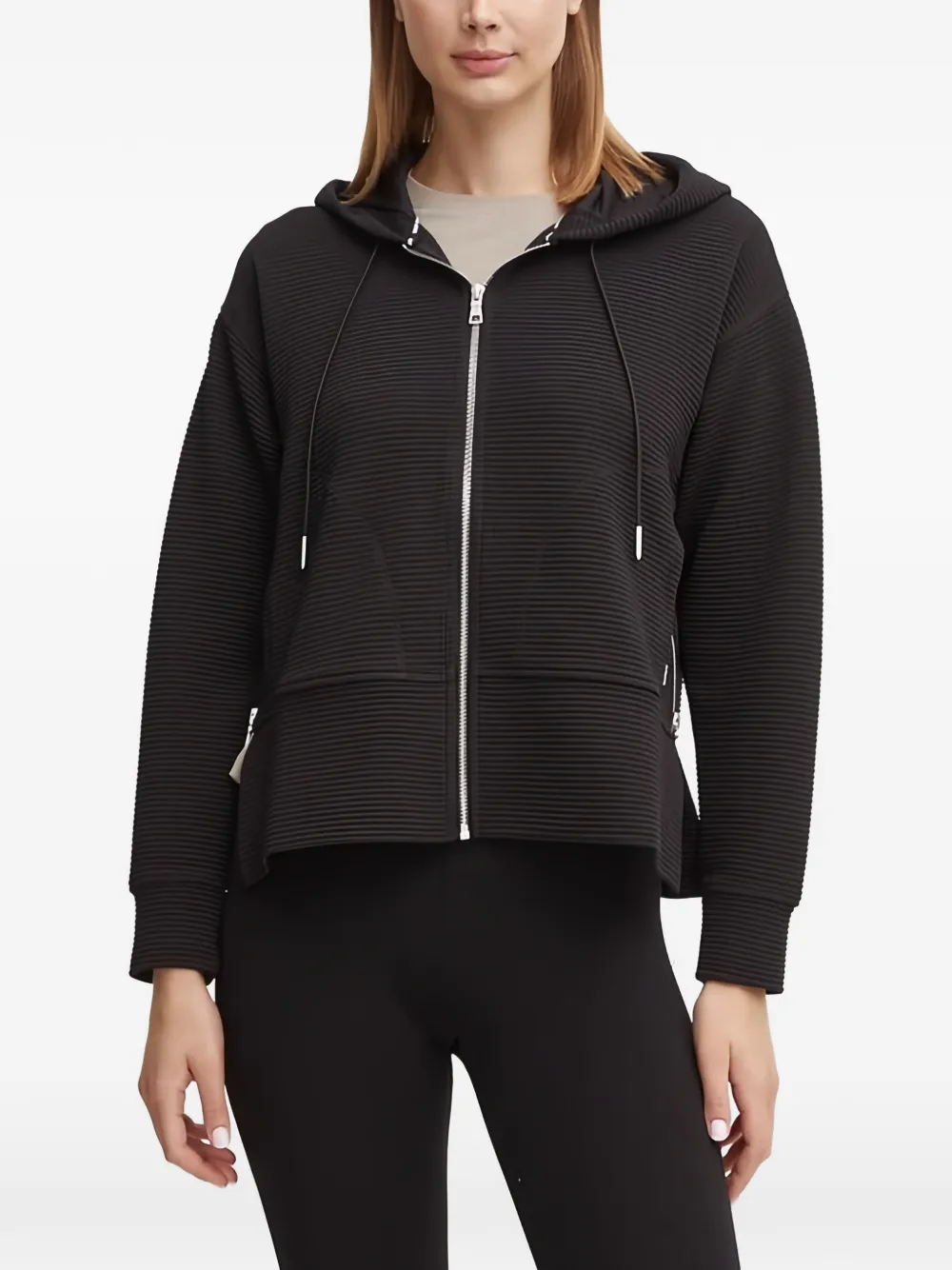 DKNY ribbed zip hoodie - Nero