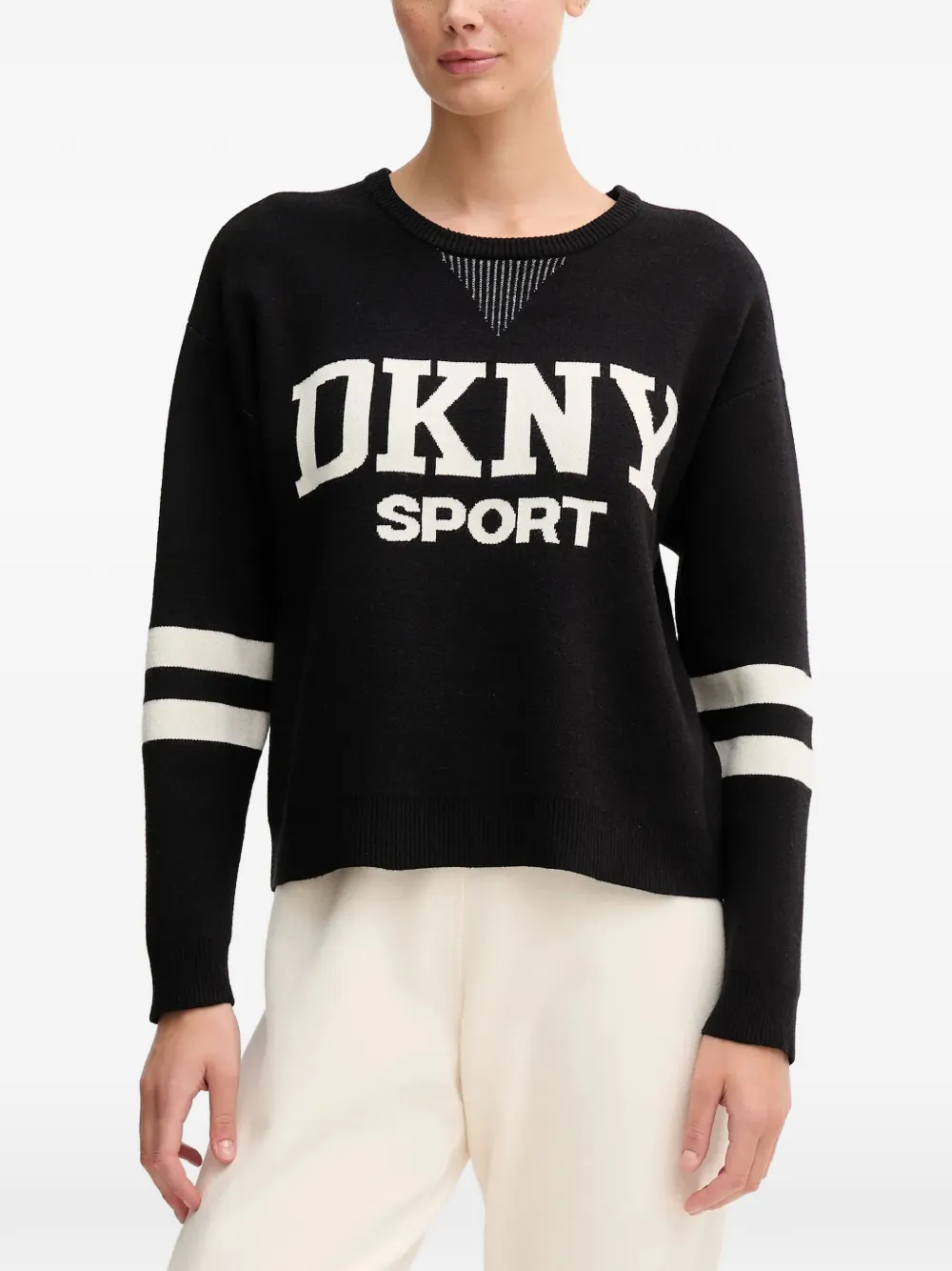 DKNY Pullover mit Logo-Streifen - Schwarz