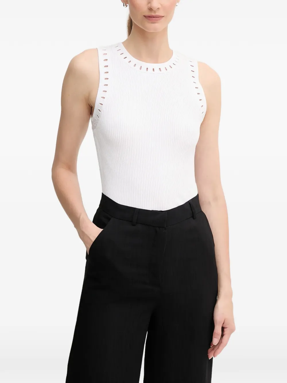DKNY cut-out ribbed top - Bianco