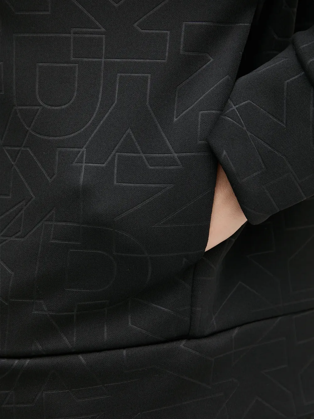 DKNY Hoodie met rits en patroon Zwart