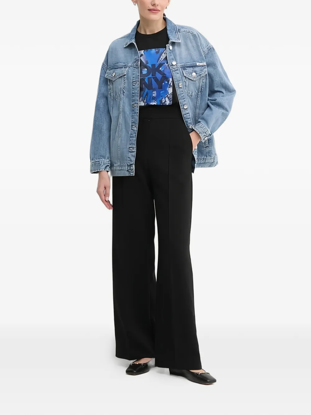 DKNY T-shirt met grafische print Zwart