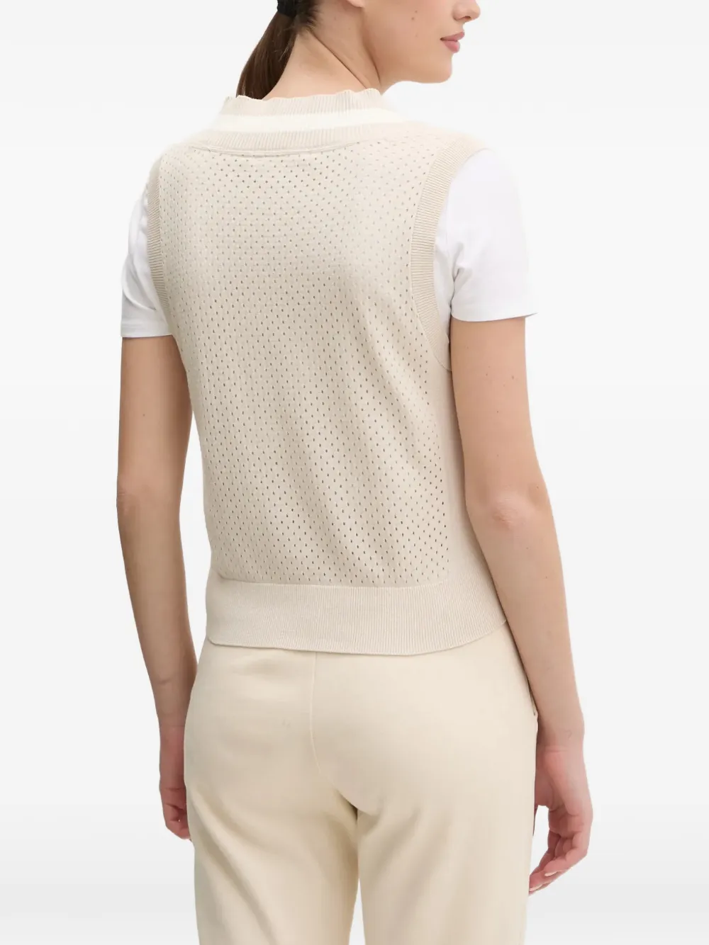 DKNY Top met V-hals en geperforeerde details Beige