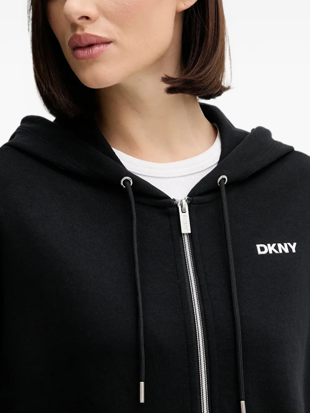 DKNY Hoodie met rits Zwart