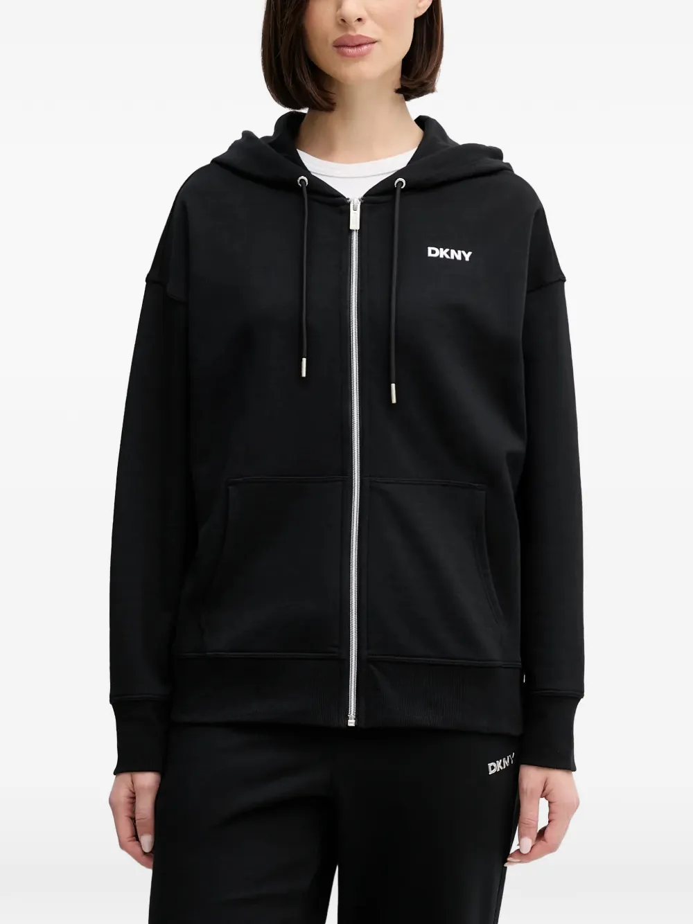 DKNY Kapuzenjacke mit Reißverschluss - Schwarz