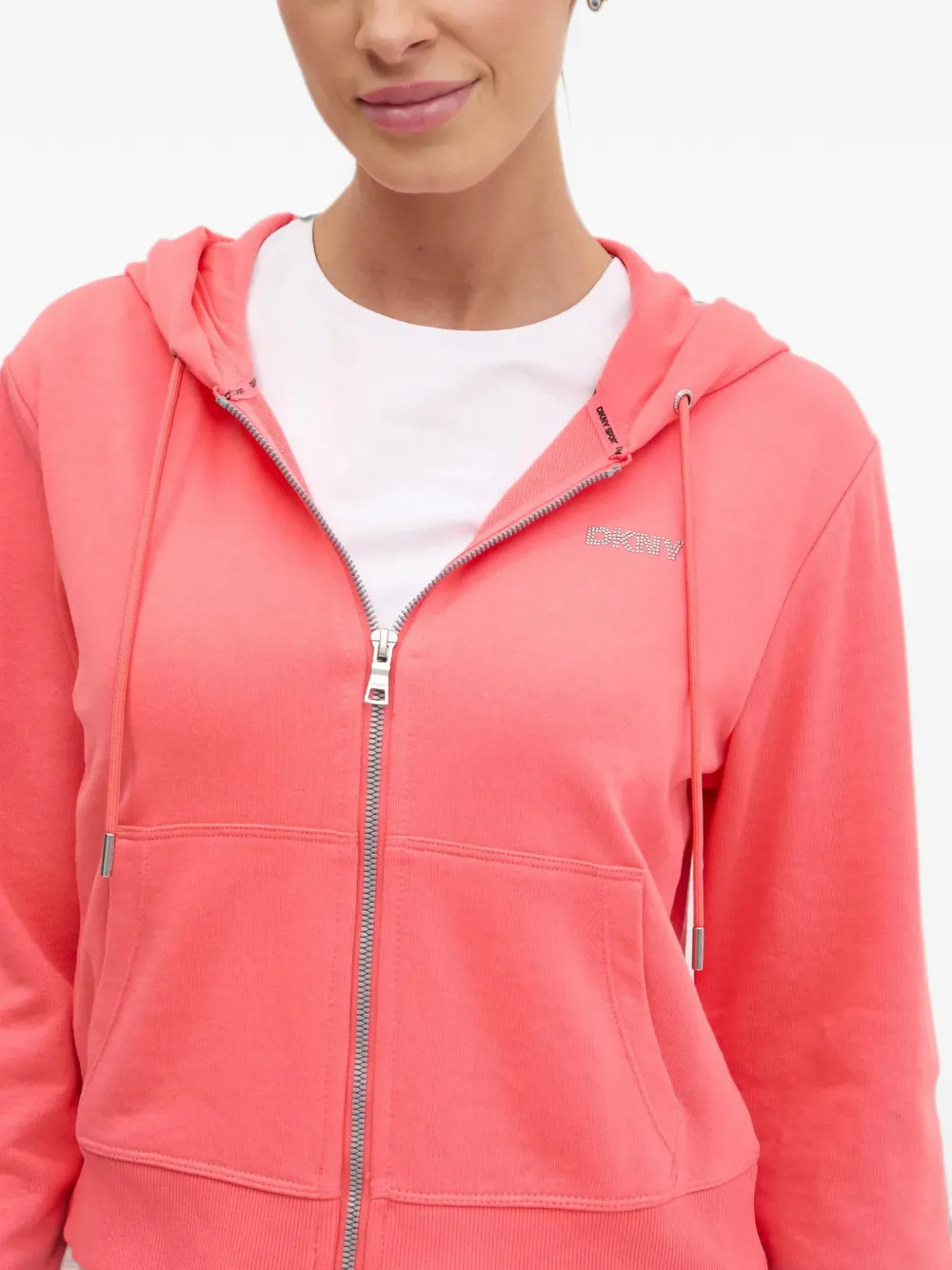 DKNY Hoodie met rits Roze