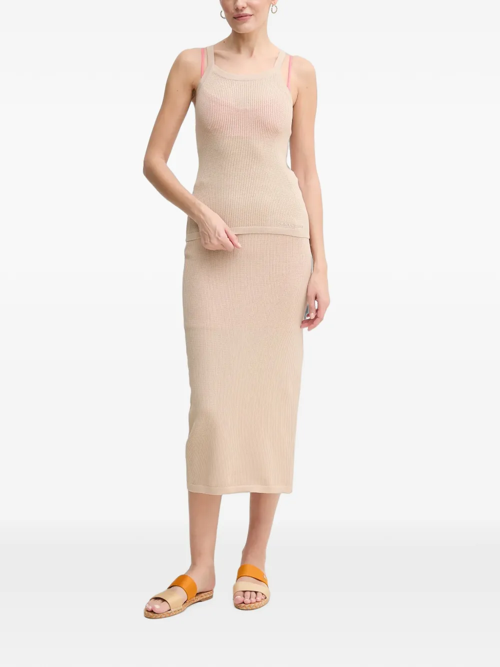 DKNY Ribgebreide top Beige