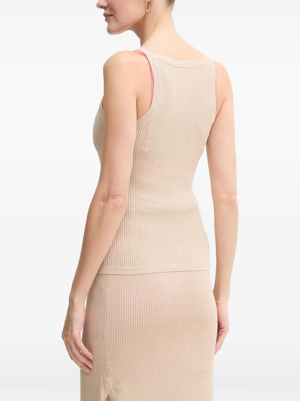 DKNY Ribgebreide top Beige