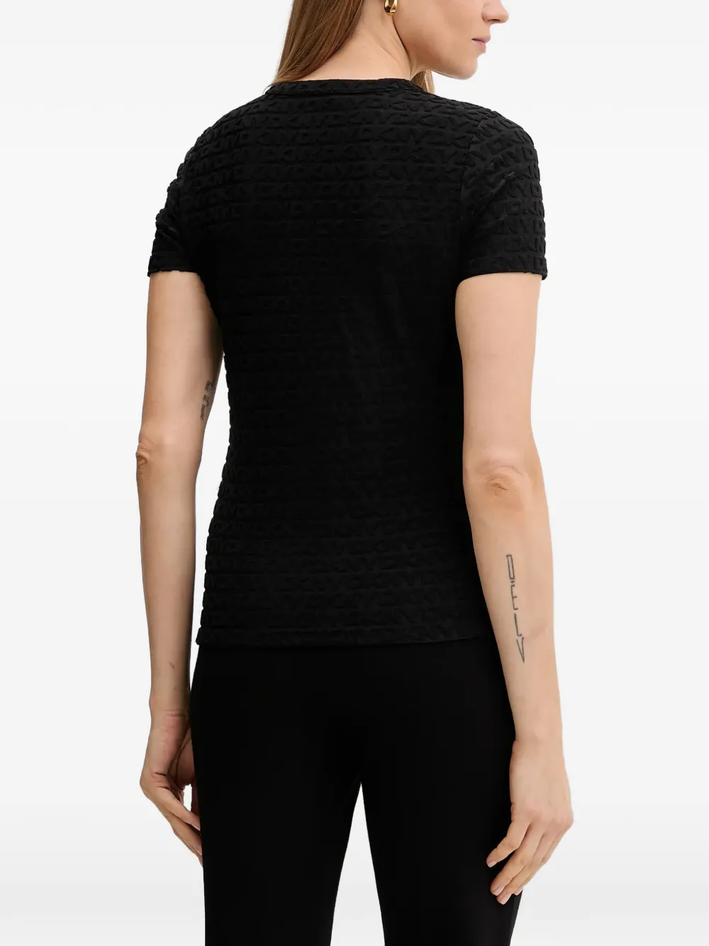 DKNY textured short-sleeve T-shirt Zwart