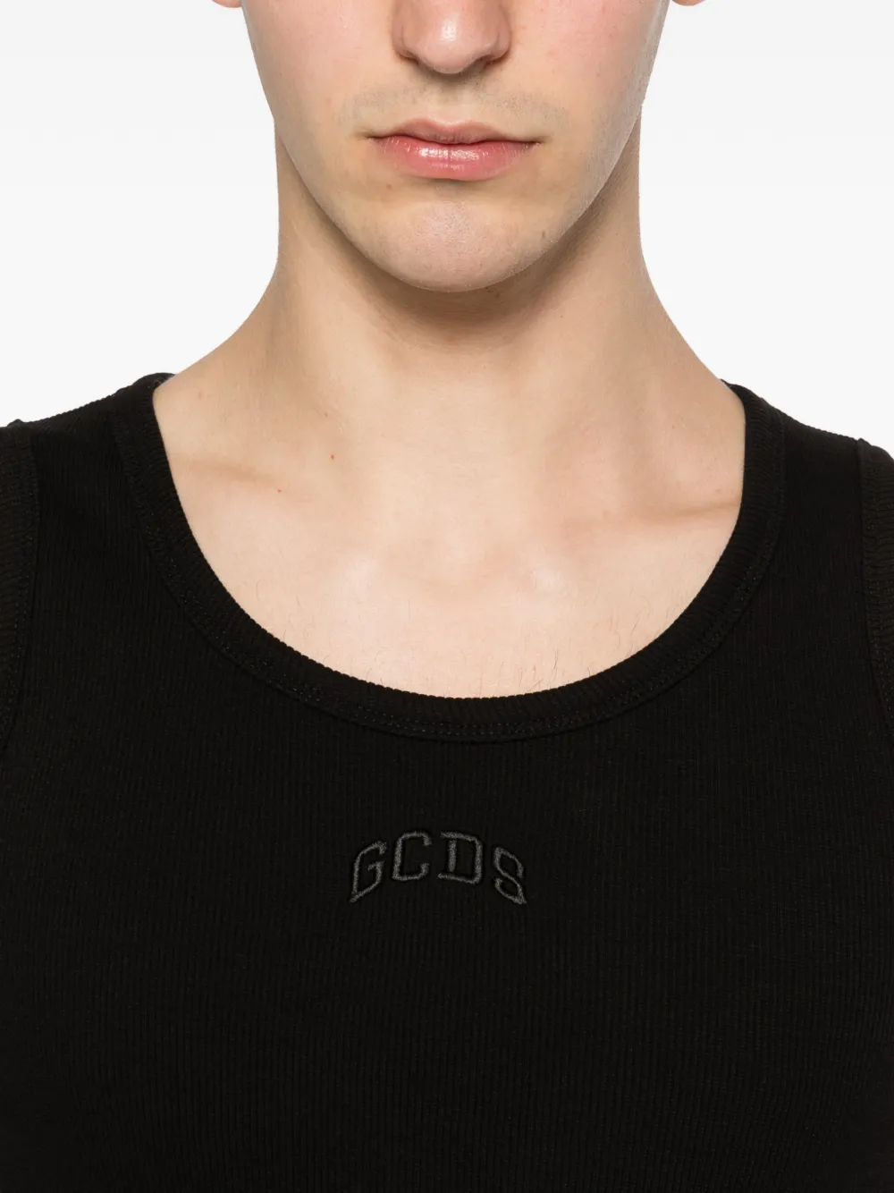 GCDS Top met geborduurd logo Zwart