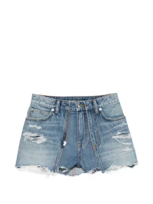Alexander Wang logo-print Denim Shorts | Blue | FARFETCH