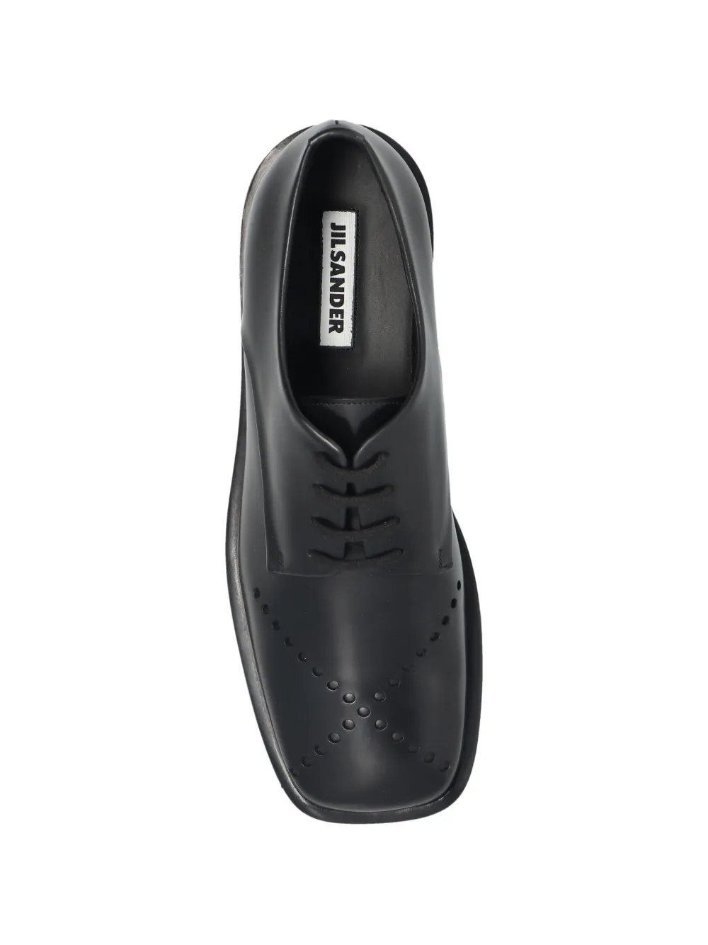 Jil Sander Geperforeerde leren derby schoenen Zwart