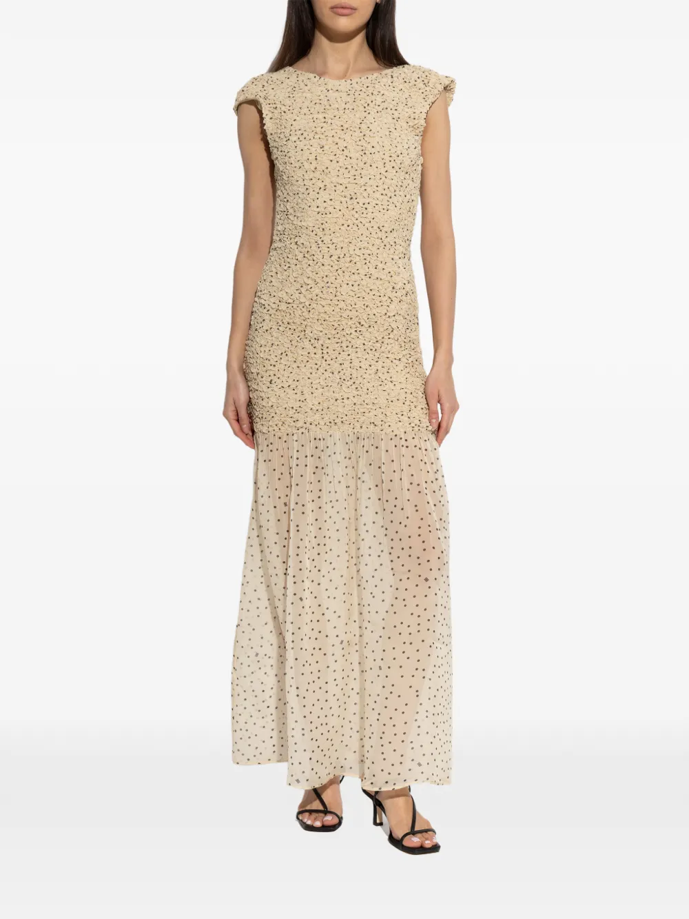 By Malene Birger Corinna maxi-jurk met stippen Beige