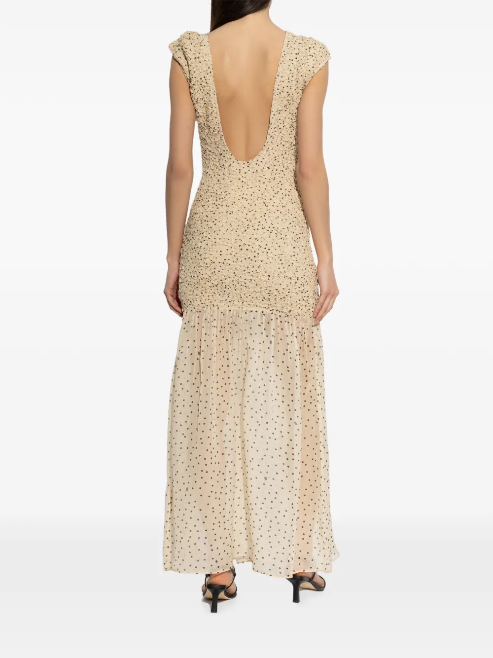 By Malene Birger Corinna maxi-jurk met stippen Beige