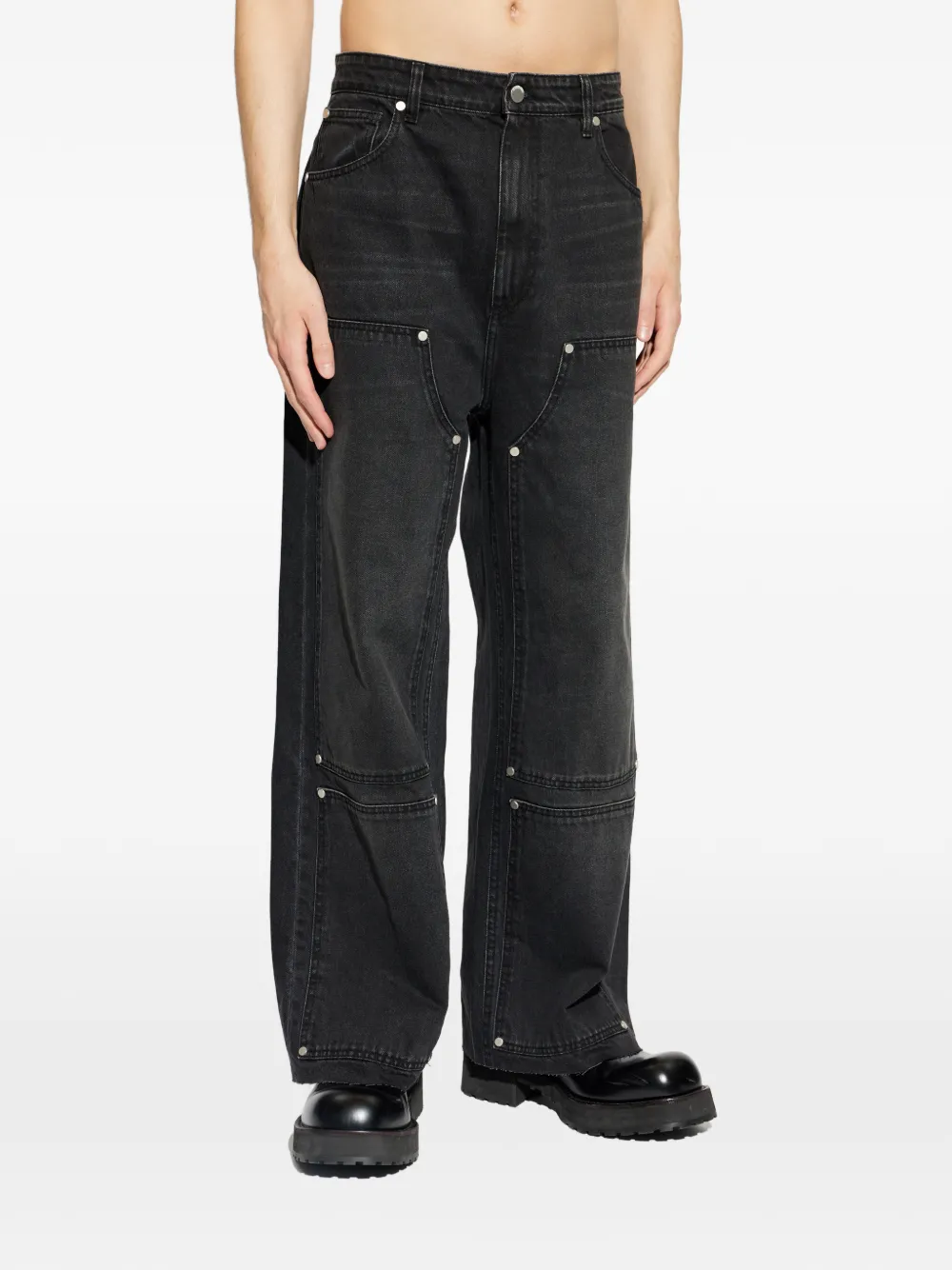 44 Label Group Panelled Riveted Trousers - Black 