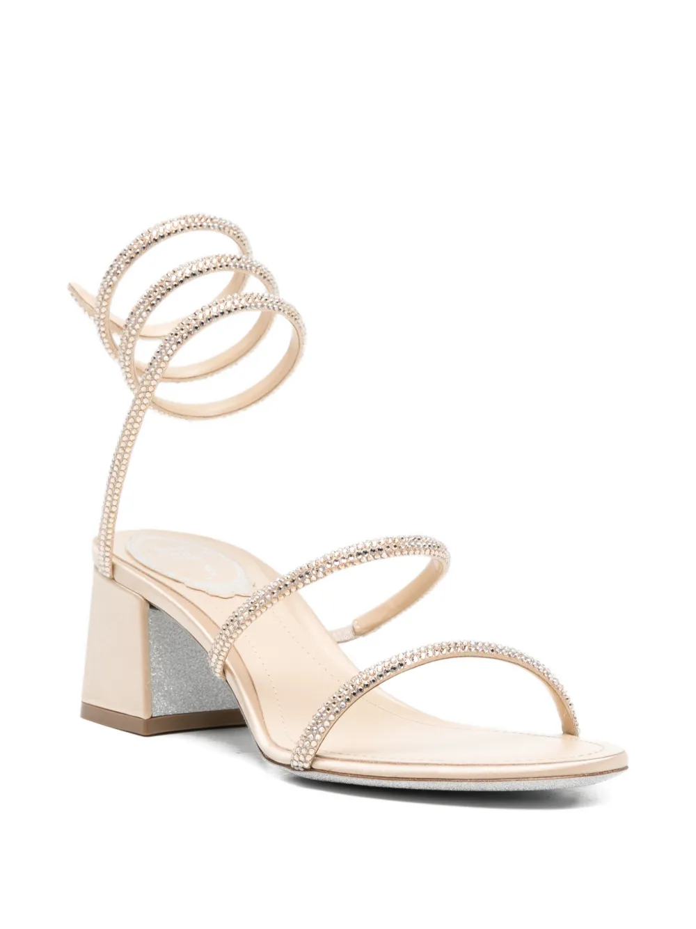René Caovilla Cleo verfraaide sandalen met spiraal bandje Beige