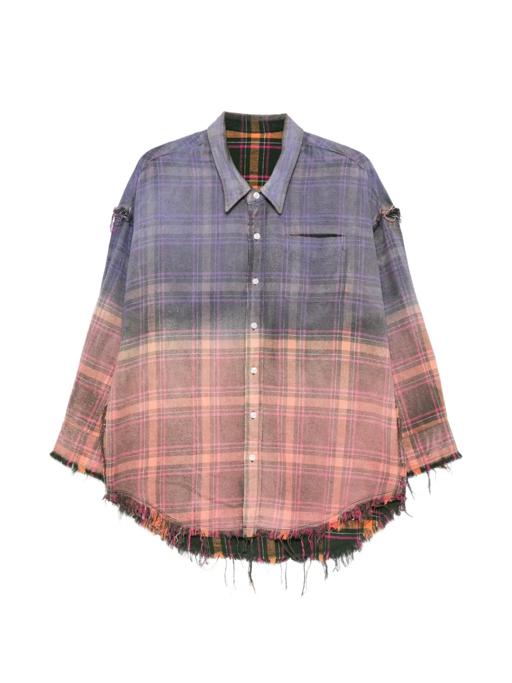 R13 reversible frayed check shirt - Purple