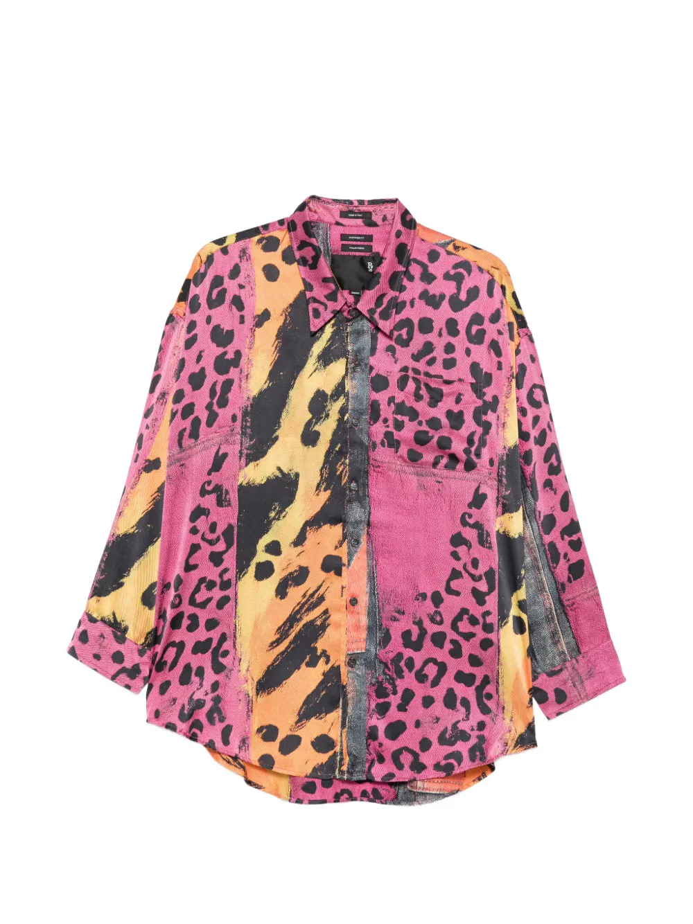 R13 animal-print panelled shirt - Rosa