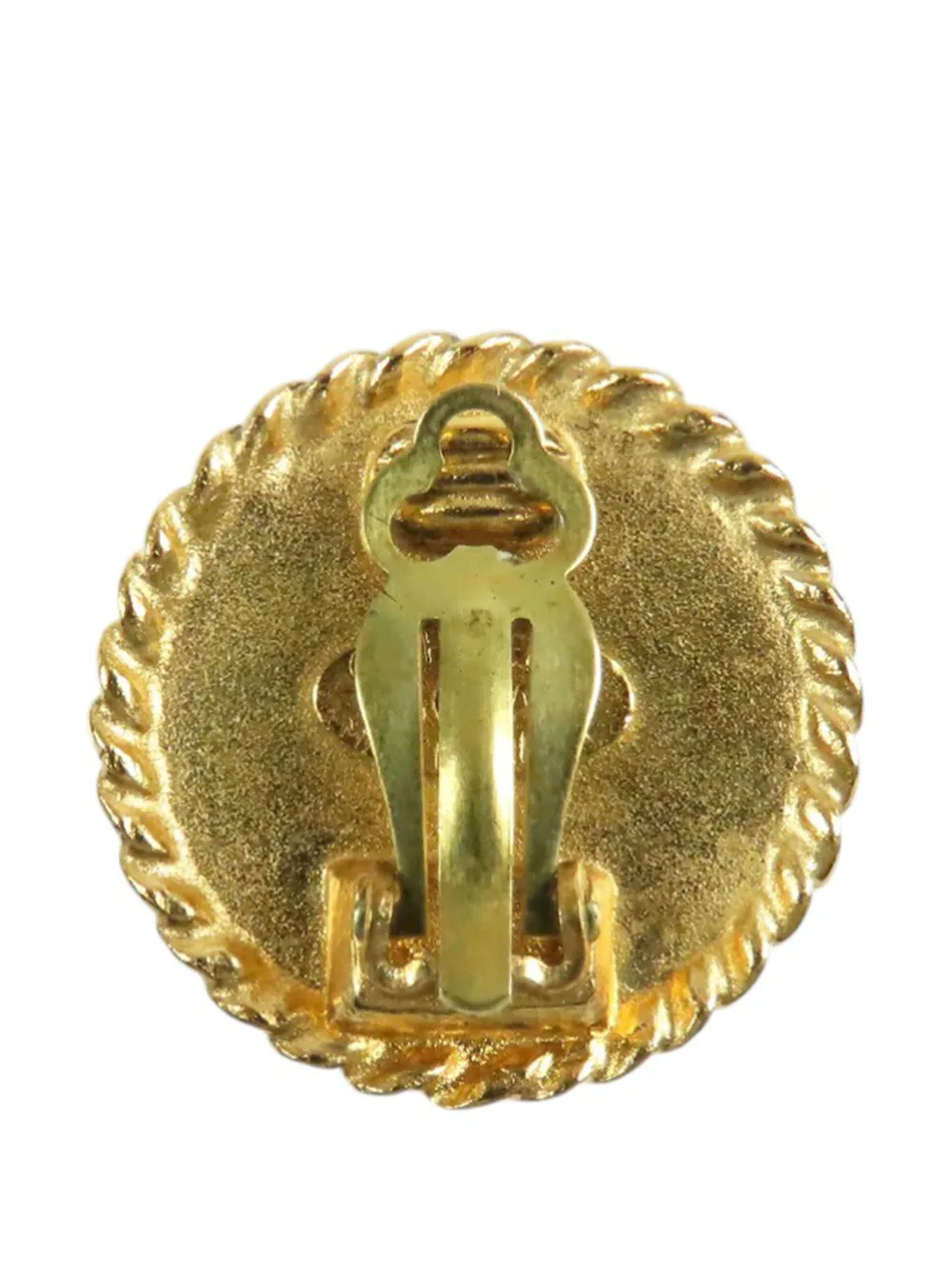 1995 Cc Gold Plated And Resin Round Button Clip On Earrings Costume Earrings