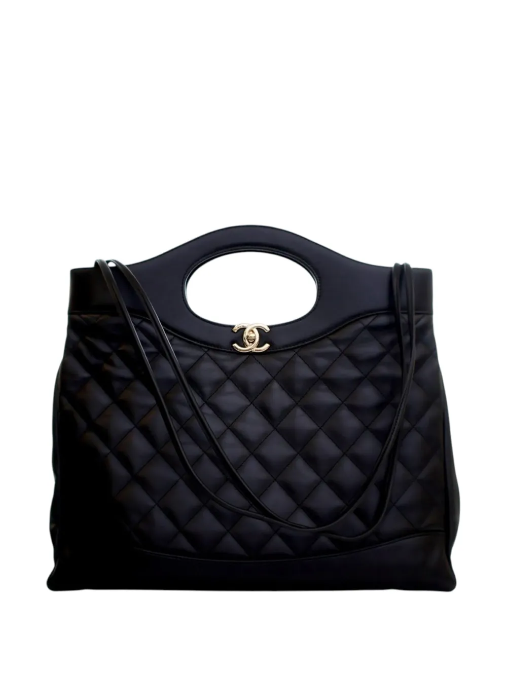 CHANEL Pre-Owned 2018-2019 Medium Quilted Lambskin 31 Shopping Bag satchel - Black