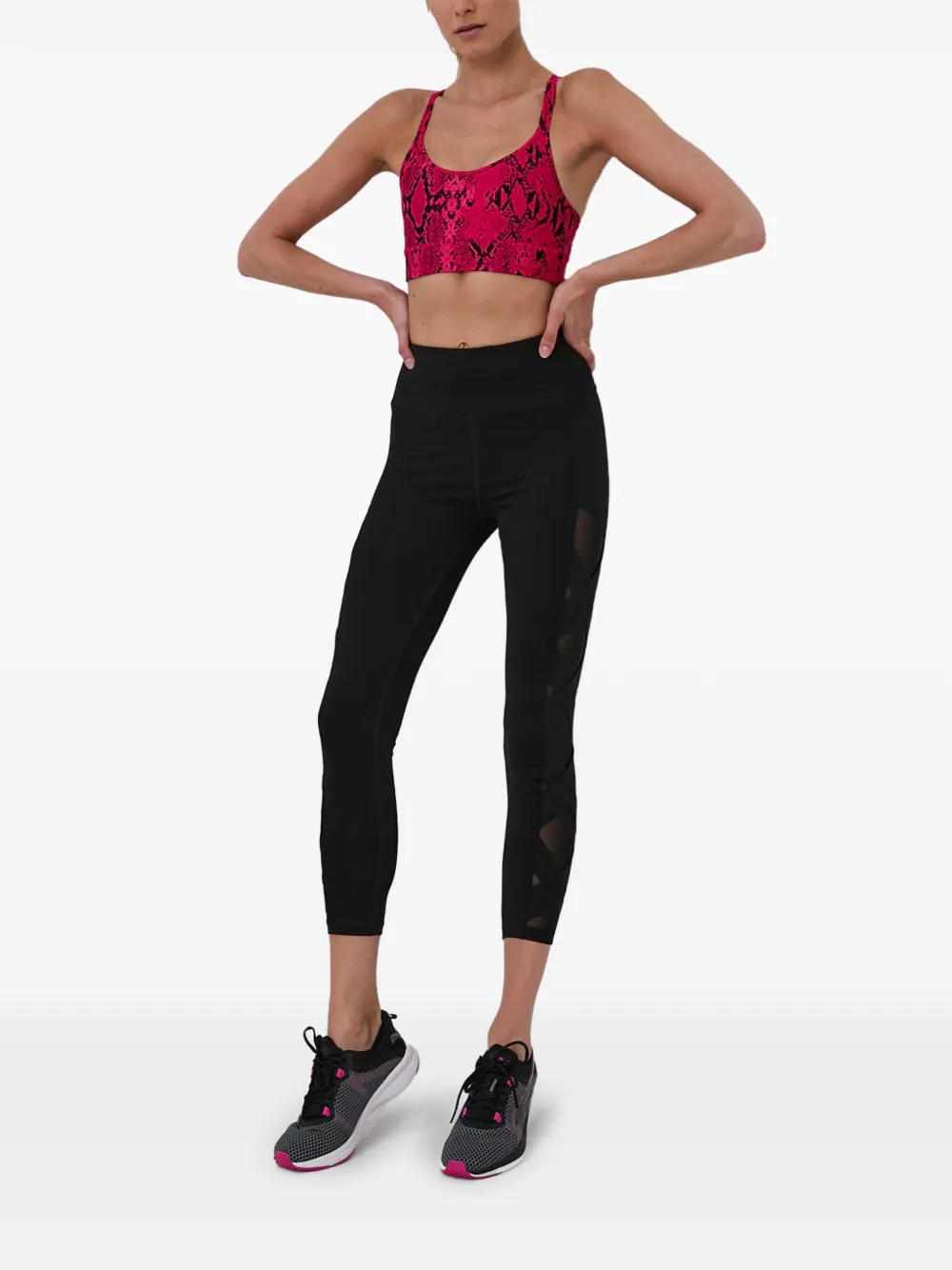 DKNY snakeskin-print crossover-strap sports bra Roze