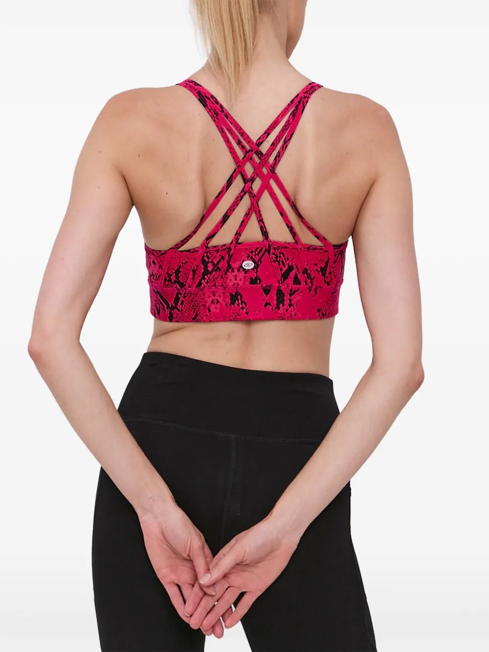 DKNY snakeskin-print crossover-strap sports bra Roze