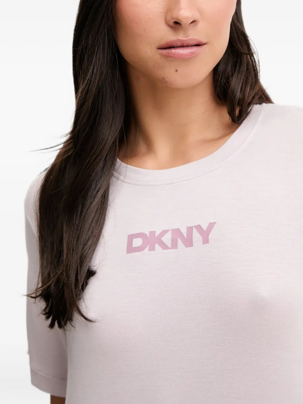 DKNY Nachtjapon met korte mouwen en logo-print Roze