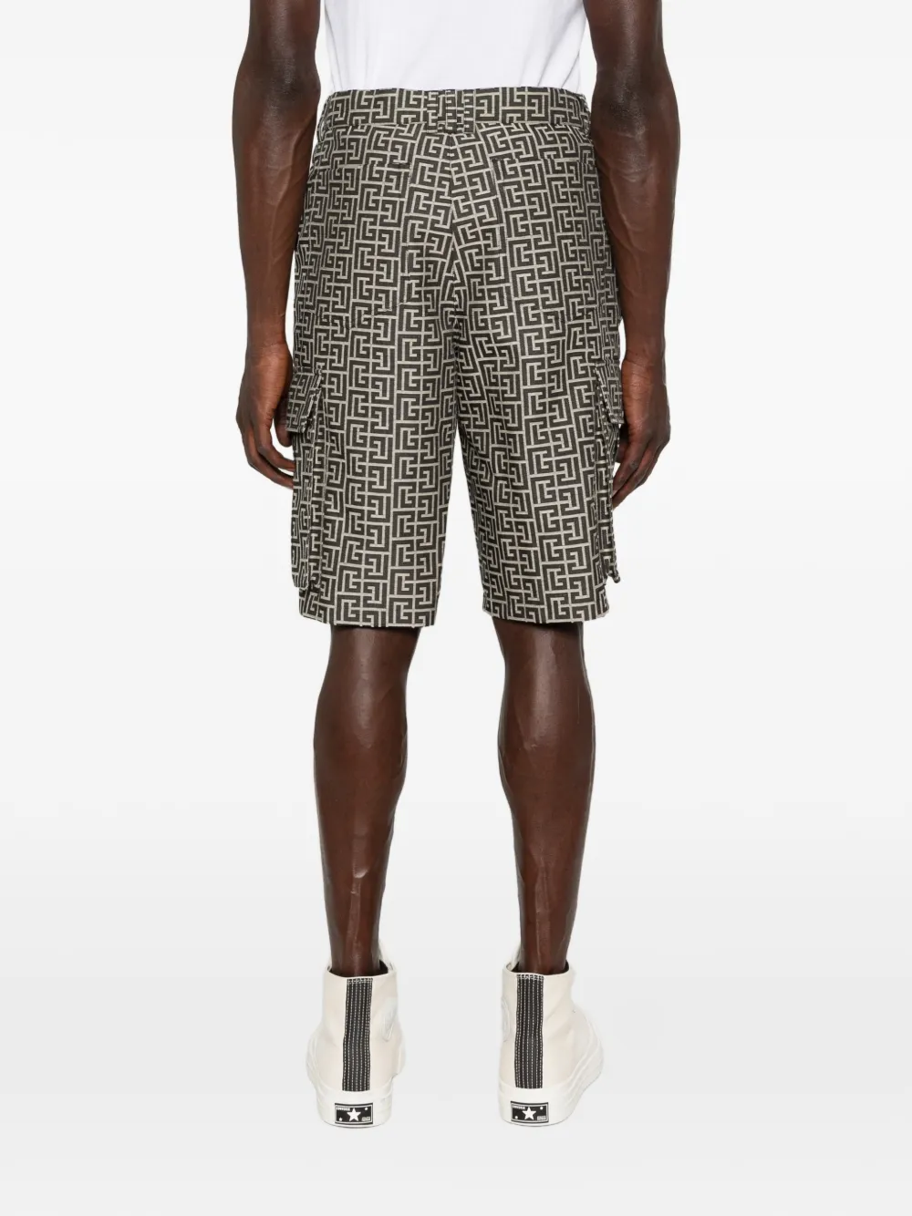 Balmain Cargo shorts met monogram Zwart