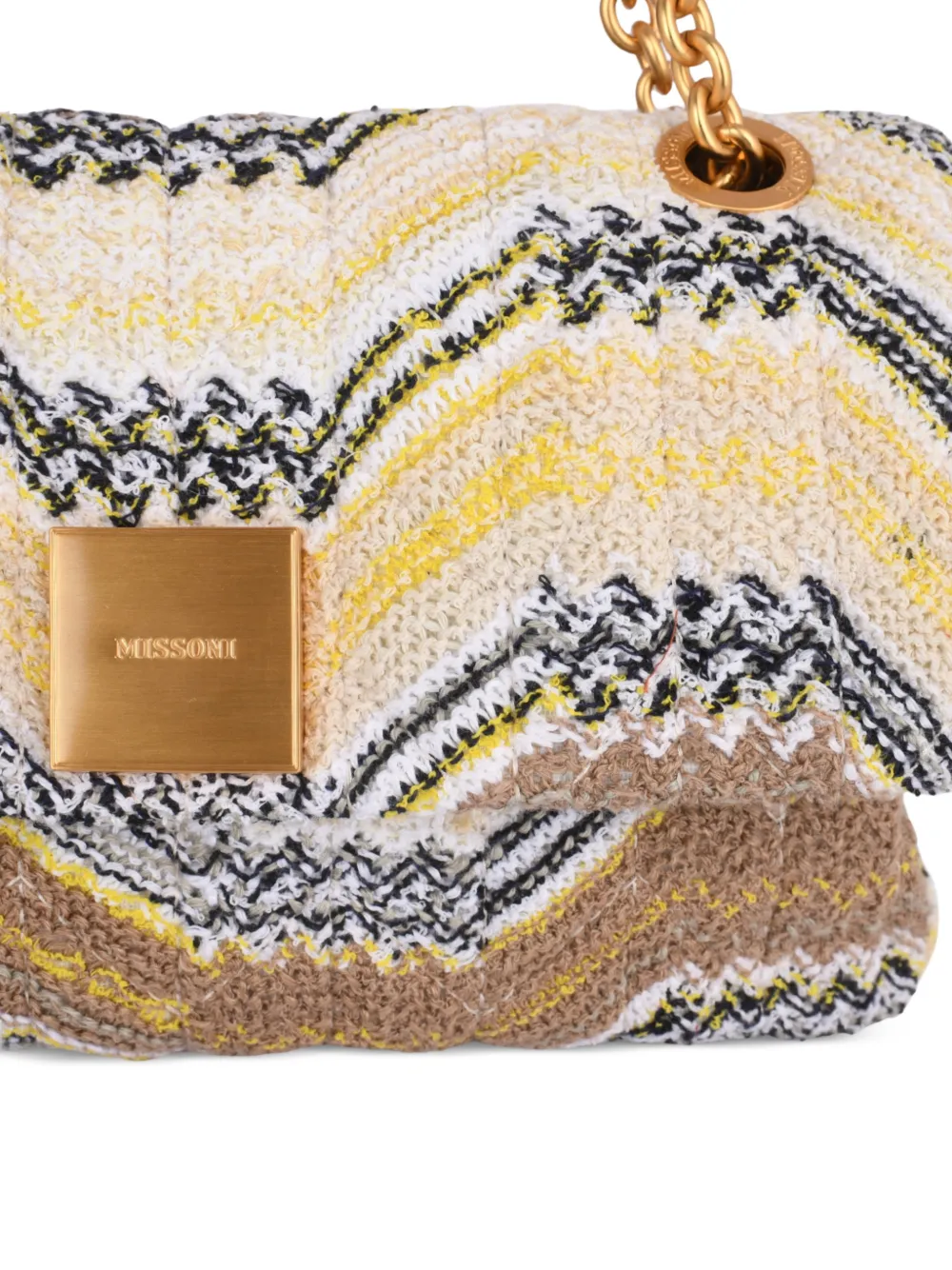 Missoni Caperoni clutch met pailletten en zigzag-patroon Beige