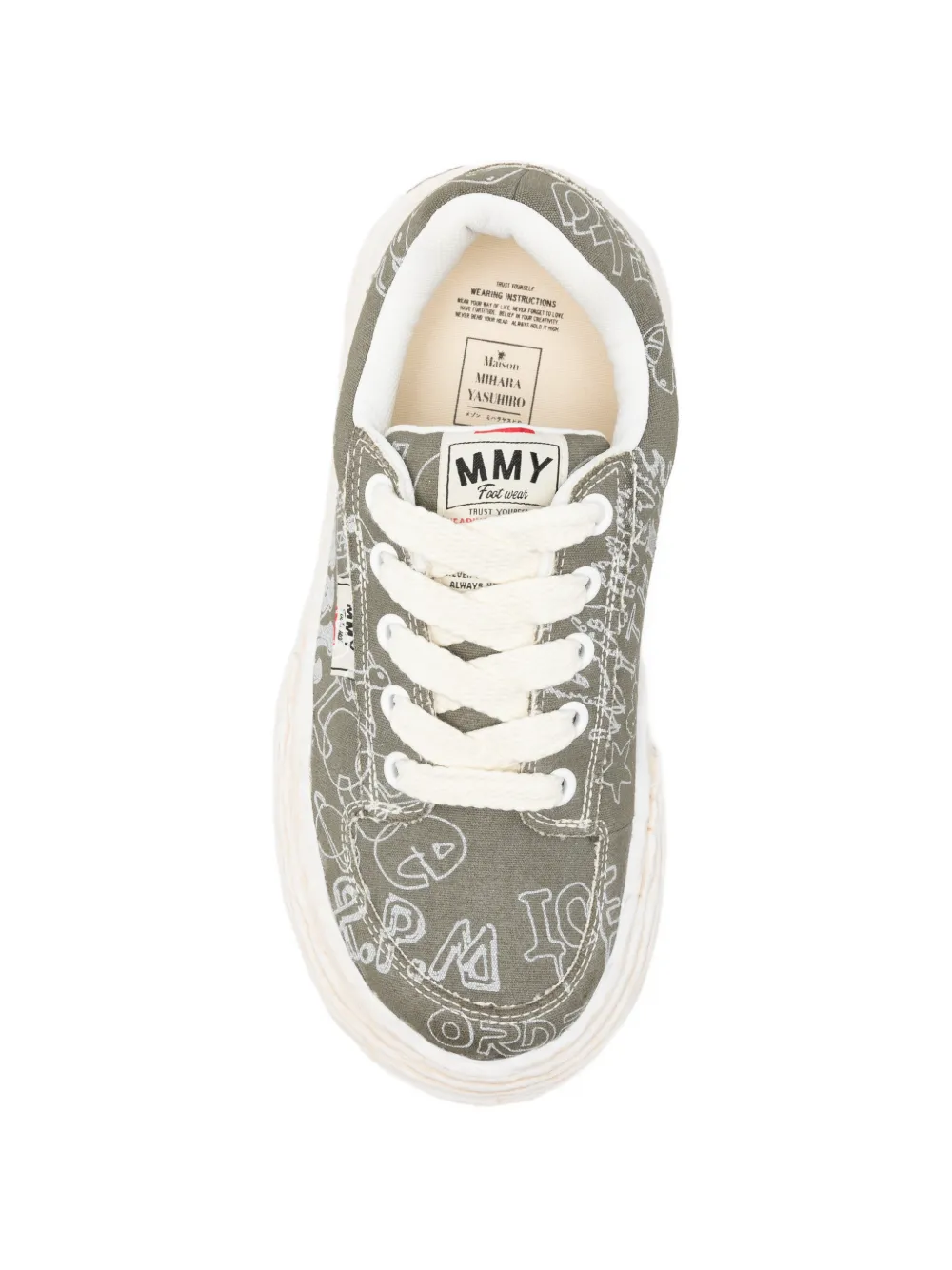 Maison MIHARA YASUHIRO print-detail lace-up sneakers Groen
