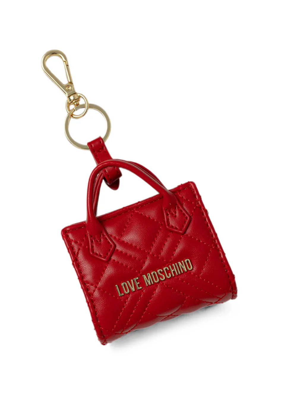 Love Moschino quilted logo-plaque keyring - Rosso