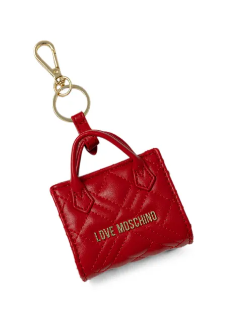 Love Moschino quilted logo-plaque keyring