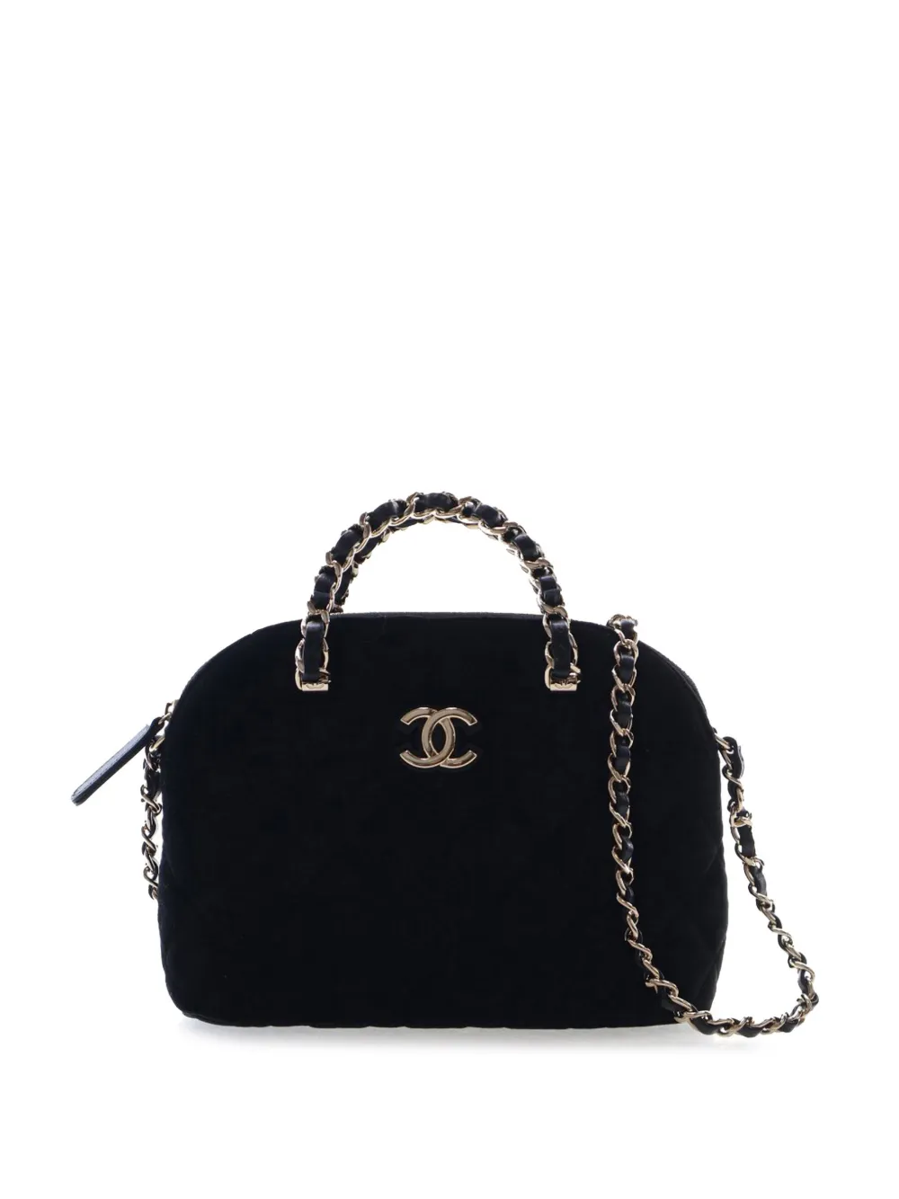 CHANEL Pre-Owned 2021-2026 Quilted Velvet Coco Clutch With Chain satchel - Nero