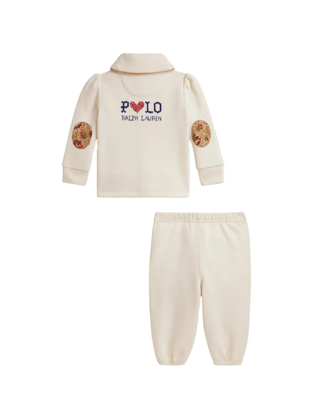 POLO RALPH LAUREN KIDS Trainingspak met geborduurde bloemen Beige