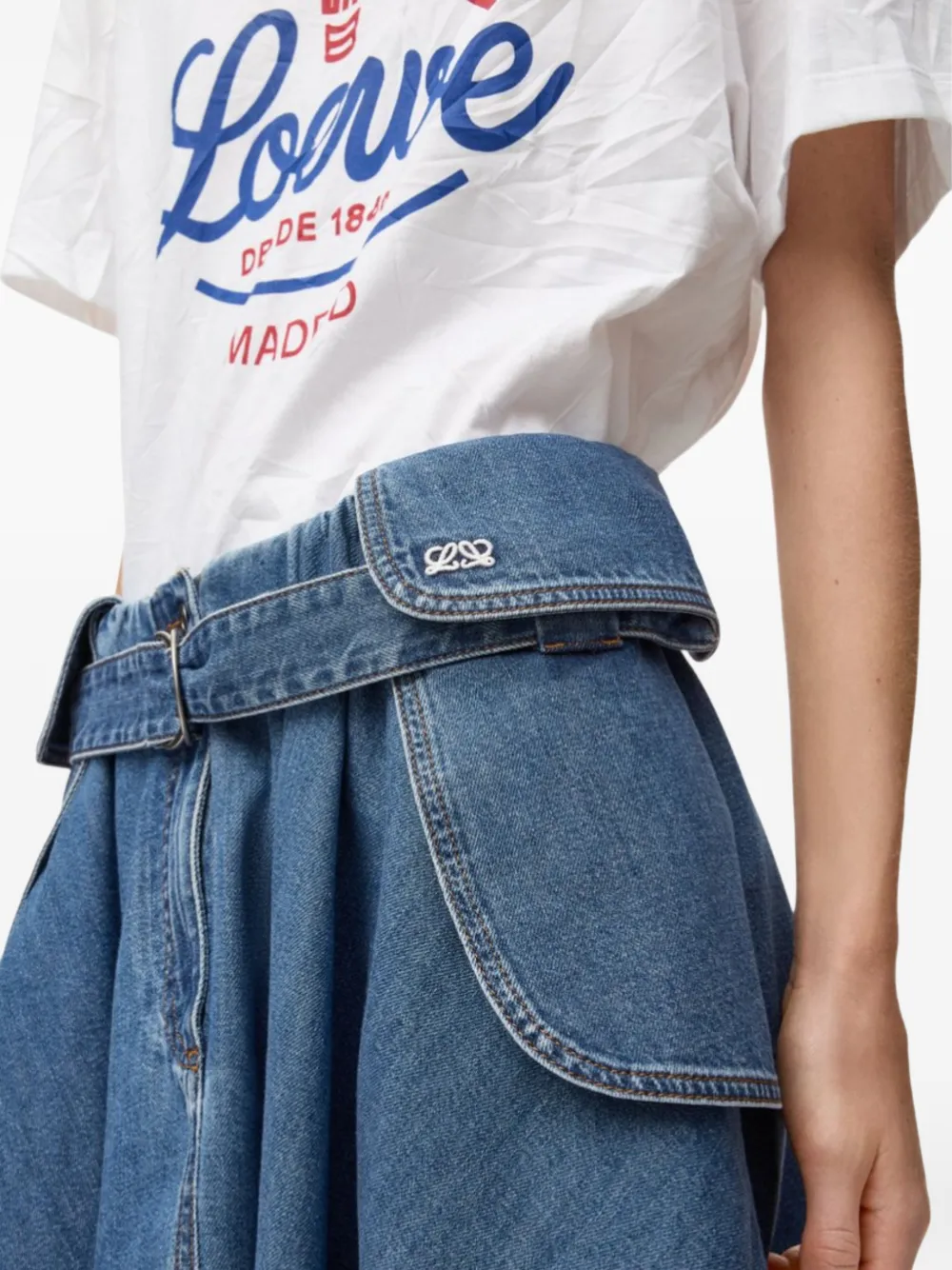Loewe Cargo Skirt in Denim in Blue, view 5