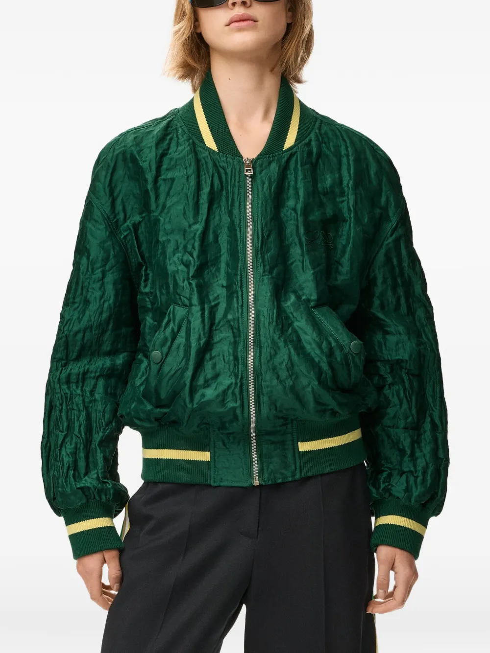 LOEWE crinkled bomber jacket - Grün