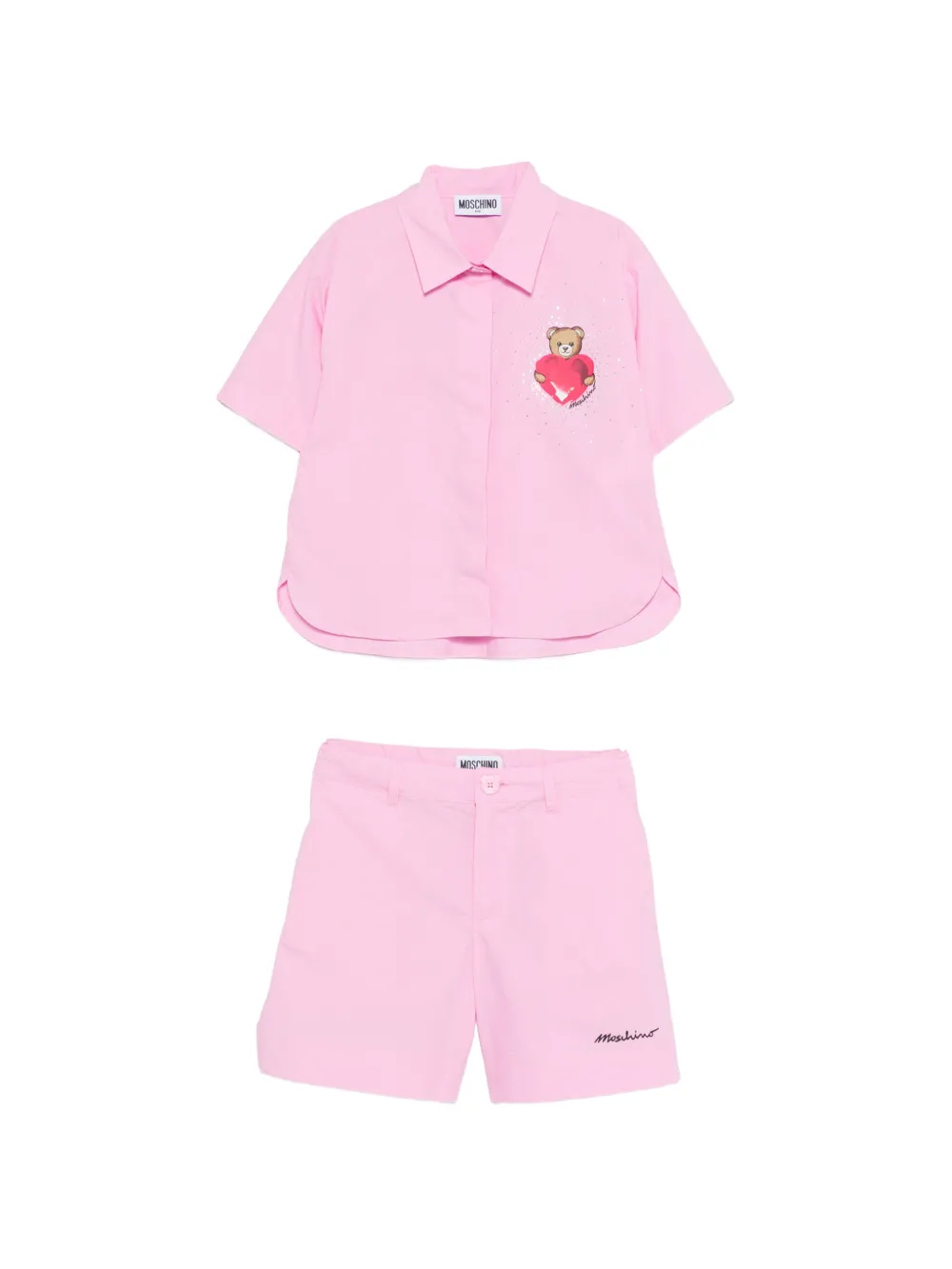 Moschino Kids bear-print embellished shirt and shorts set - Rosa