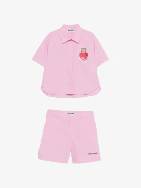Moschino Kids bear-print embellished shirt and shorts set