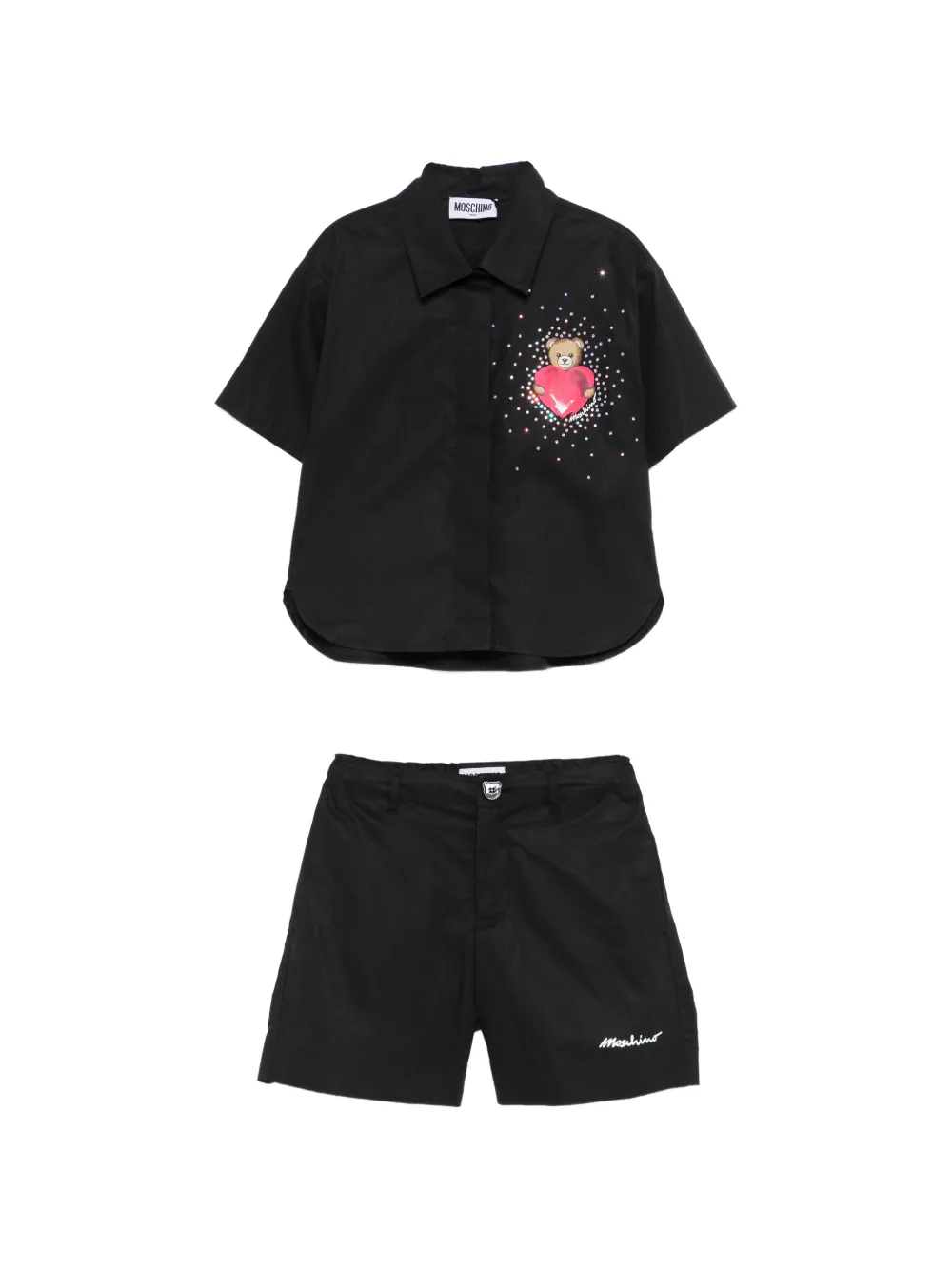 Moschino Kids embellished shirt and shorts set - Black