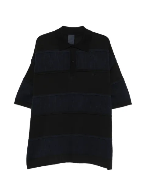 Juun.J mesh-panelled striped polo shirt